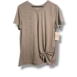 Old Navy t-shirt womens Large Light Grey short-sleeve Knot-at hem NWT